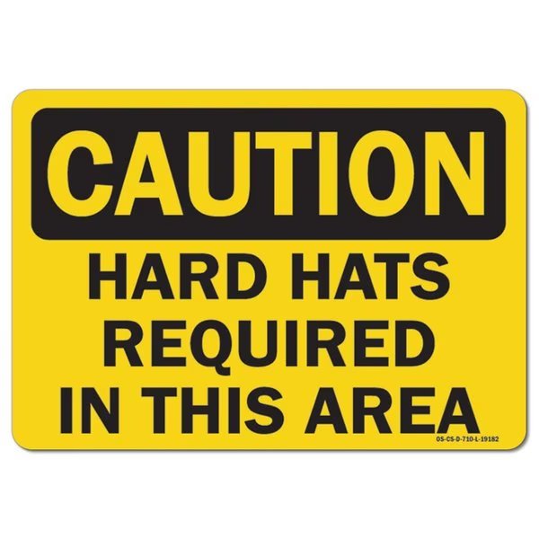 OSHA Caution Decal, Hard Hats Required in this Area, 5in X 3.5in Decal, 3.5